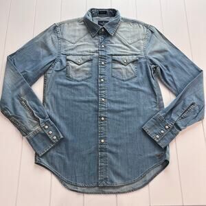 American Eagle AE Women’s size XS Denim pearl Snap Western Shirt Vintage Fit